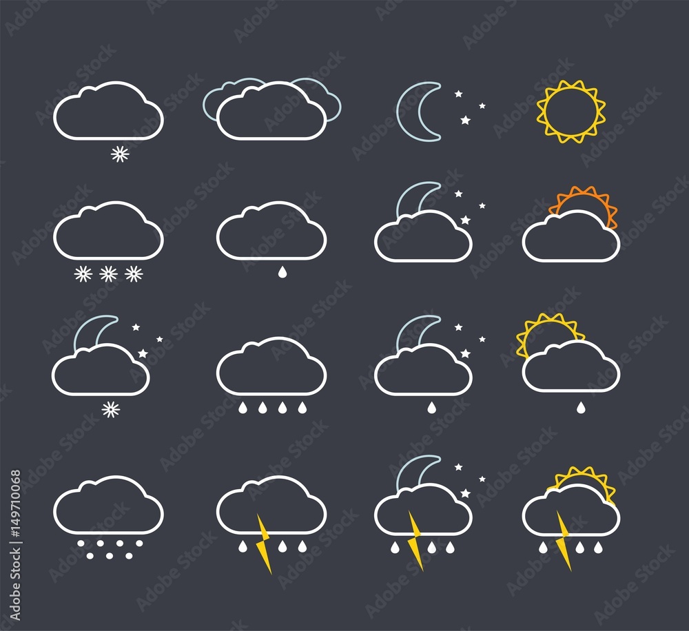 Obraz premium Weather forecast icons