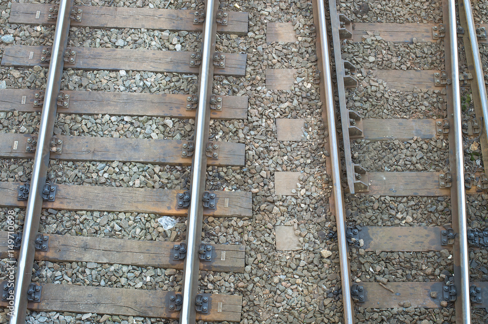 Naklejka premium Railway rails crossing