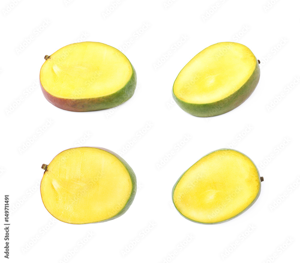 Sliced and cut mango fruit isolated Sliced and cut mango fruit isolated
