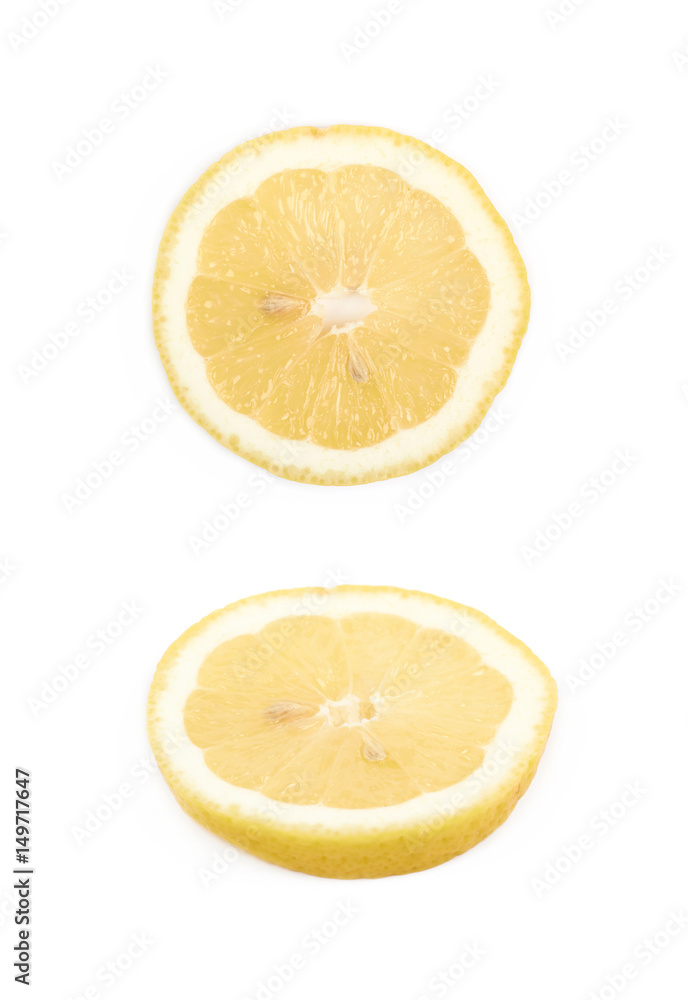 Single slice of a lemon isolated Single slice of a lemon isolated