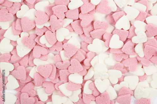Surface coated with heart shaped sprinkles