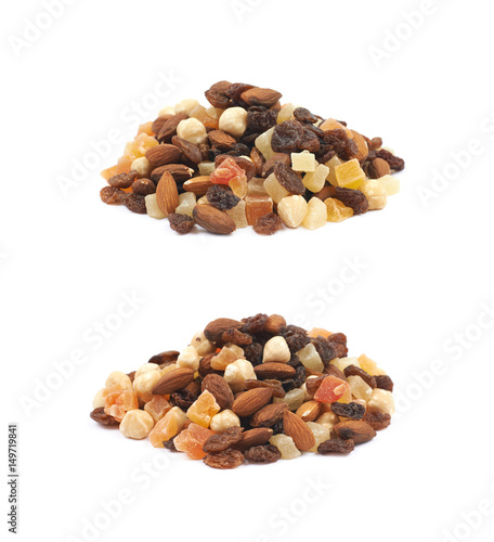 Nuts and dried fruits mix isolated