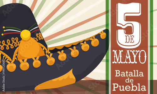 Close up View of Charro Hat for Cinco de Mayo, Vector Illustration