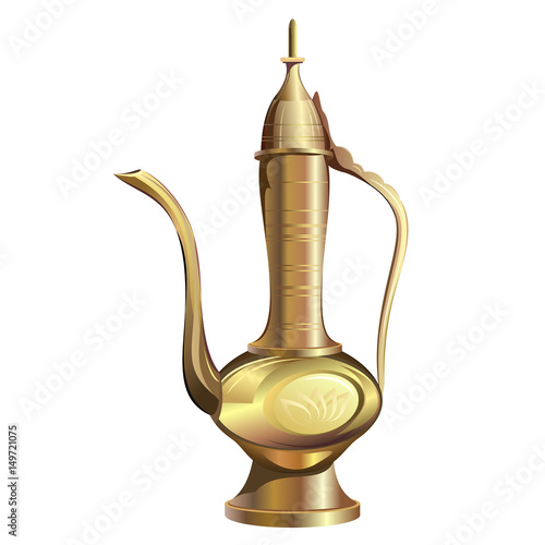 Arabic jug (kumgan).  Hand drawn vector illustration isolated on white background. photo