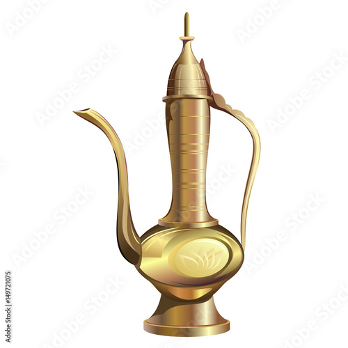Arabic jug (kumgan).  Hand drawn vector illustration isolated on white background.