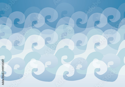 Sea waves background, seamless pattern, vector illustration