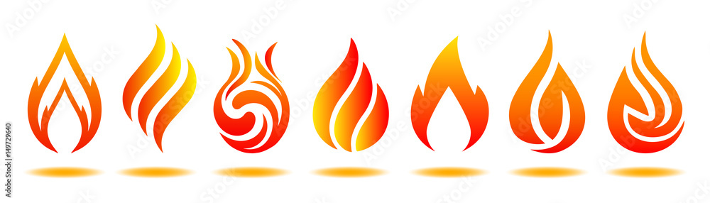 Set logo fire. Vector illustration for design - for stock - obrazy, fototapety, plakaty 