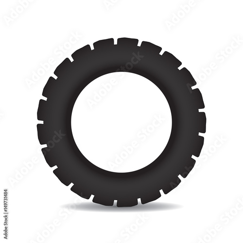 Simple black tractor tire - stock vector