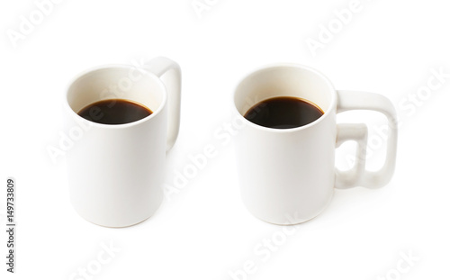 White ceramic cup of coffee isolated