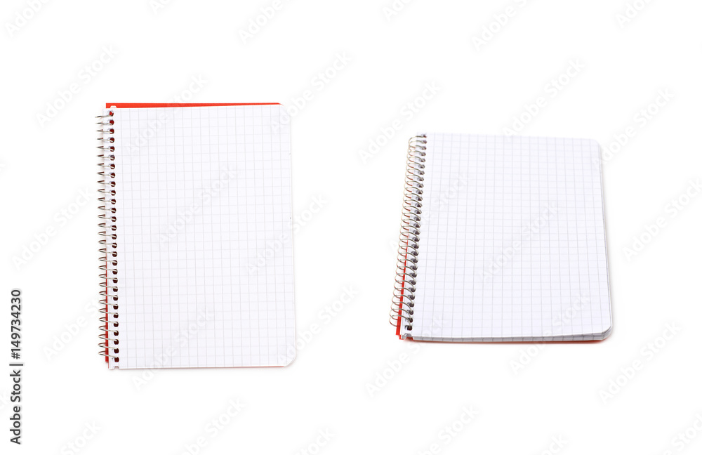 Opened squared notebook isolated Opened squared notebook isolated