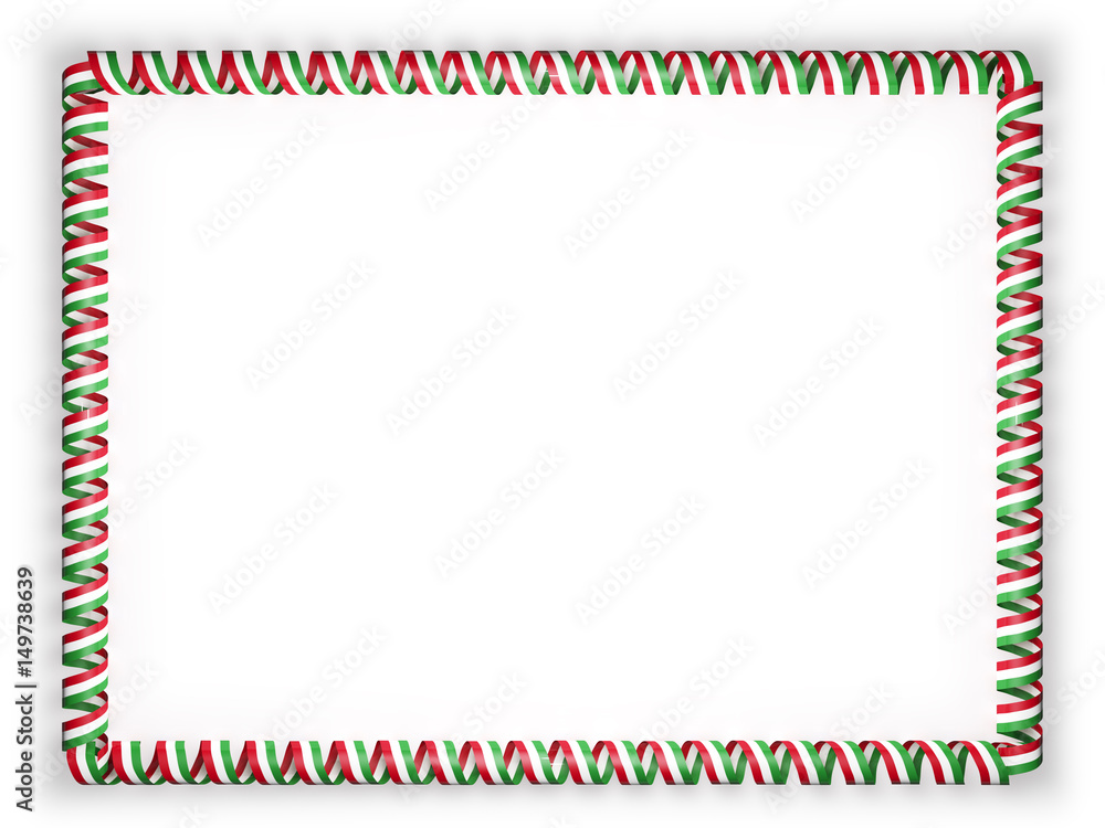 Frame and border of ribbon with the Hungary flag. 3d illustration Frame and border of ribbon with the Hungary flag. 3d illustration