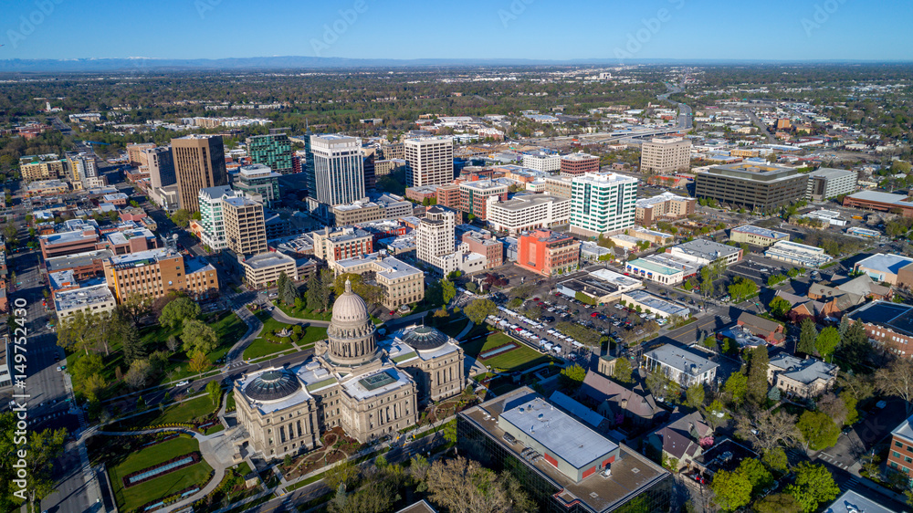 View of Boise Idaho from above with the capital - obrazy, fototapety, plakaty 