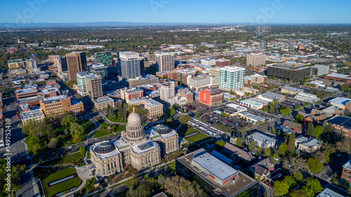 View of Boise Idaho from above with the capital