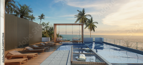 Swimming Pool with  the sea