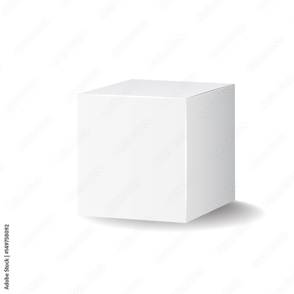 Blank white carton 3d box icon. Box package mockup vector illustration. Blank white carton 3d box icon. Box package mockup vector illustration.