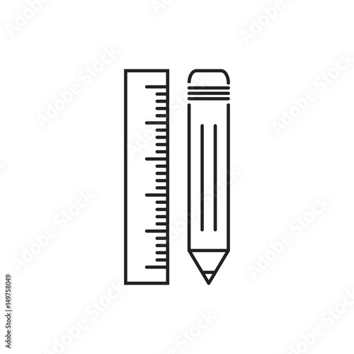 Pencil with ruler icon. Ruler meter vector illustration.