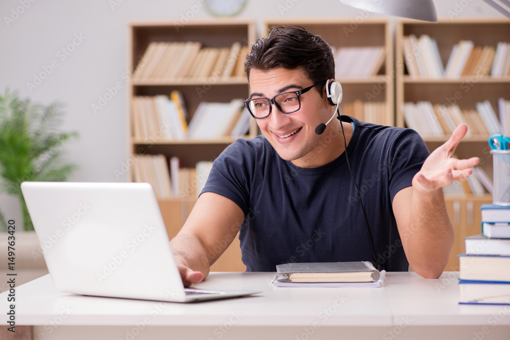 Young freelance worked working on computer Young freelance worked working on computer
