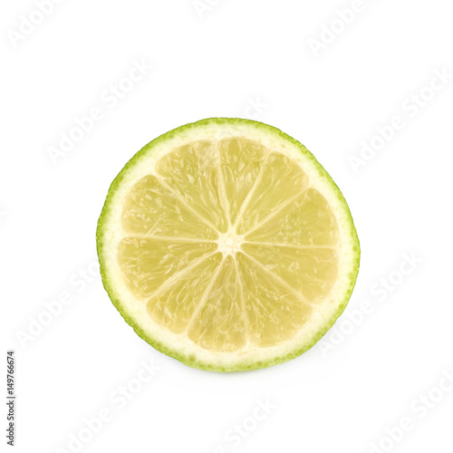 Single slice of a lime fruit