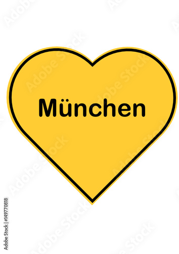 Ortsschild in Herzform: München