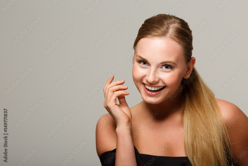 Beautiful model on gray background
