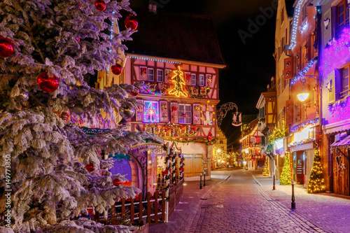 French city Colmar on Christmas Eve. © pillerss