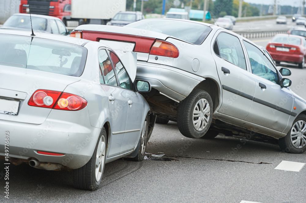 Car crash accident on street