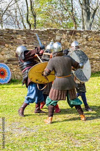 Knights fight on the battlefield