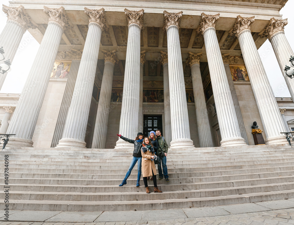 Fototapeta premium Multi-ethnic Group Of Friends Having Fun while travelling in Europe, Vienna