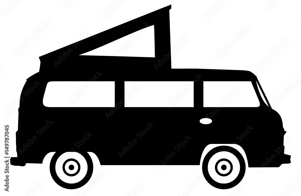 Silhouette Oldtimer Minibus Dach