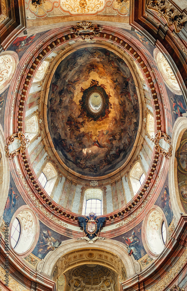  beautiful interior of St. Peter's Baroque Roman Catholic parish Church in Vienna
