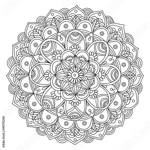 hand drawn black and white mandala