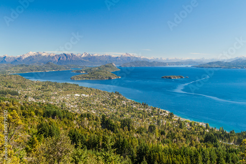 Aerial view of Nahuel Huapi lake near Bariloche, Argentina