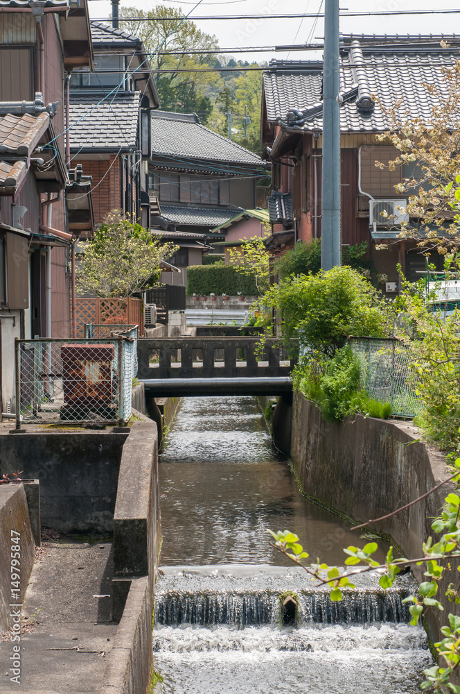 Small river in the town.Japan