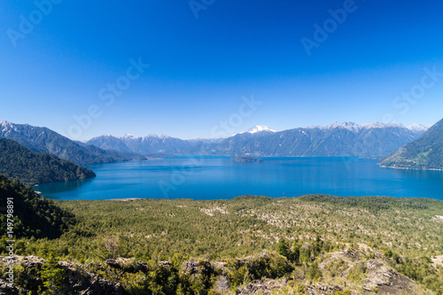 Lago Todos los Santos  Lake of all the Saints  with Monte Tronador volcano in background  Chile