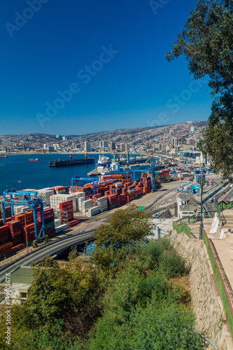 VALPARAISO, CHILE - MARCH 29: Containers in a port of Valparaiso, Chile