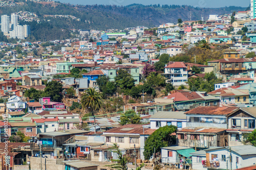Colorful houses on hills of Valparaiso, Chile