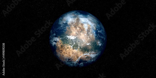 Extremely detailed and realistic high resolution 3D image of an Exoplanet. Shot from space. Elements of this image are furnished by Nasa. photo