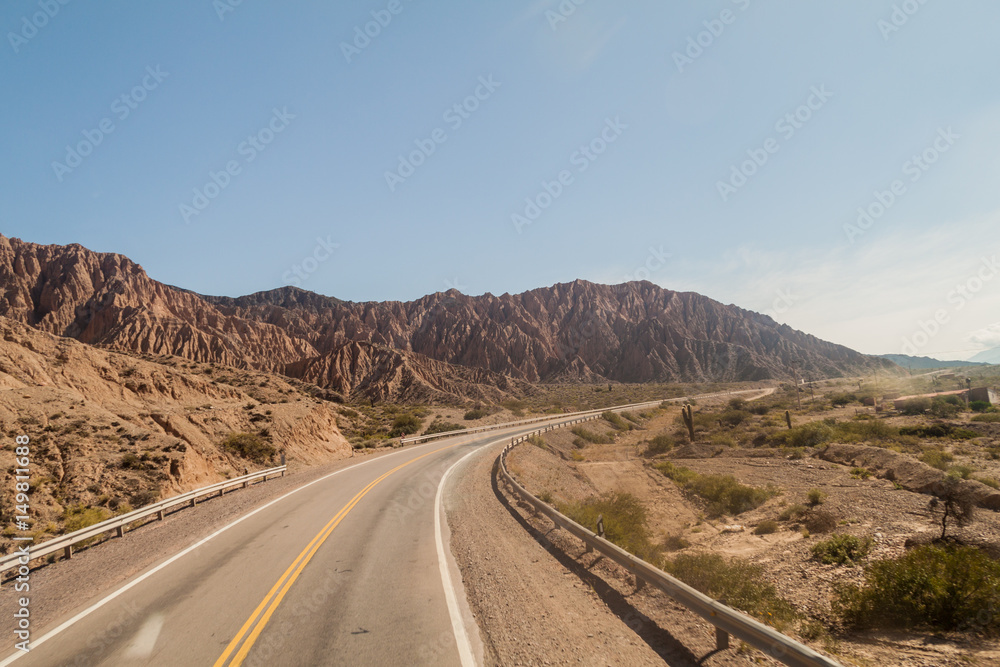 Winding road in Quebrada de Humahuaca valley, Argentina