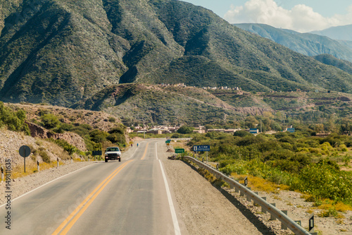 Winding road in Quebrada de Humahuaca valley, Argentina photo