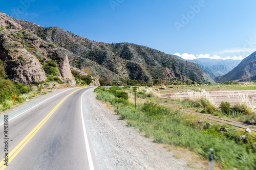 Winding road in Quebrada de Humahuaca valley, Argentina