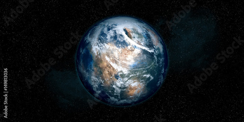 Fototapeta Naklejka Na Ścianę i Meble -  Extremely detailed and realistic high resolution 3D image of an Exoplanet. Shot from space. Elements of this image are furnished by Nasa.