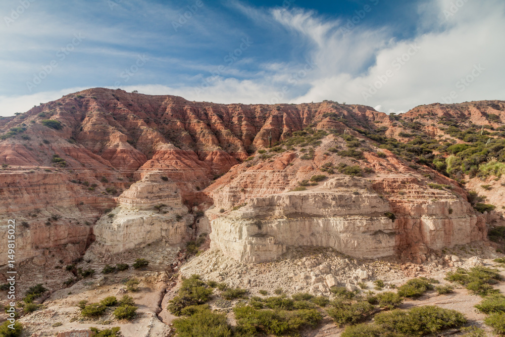 Colorful layered rocks near Humahuaca, Argentina