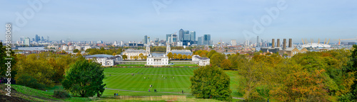 London Blick von Greenwich auf die Skyline von London