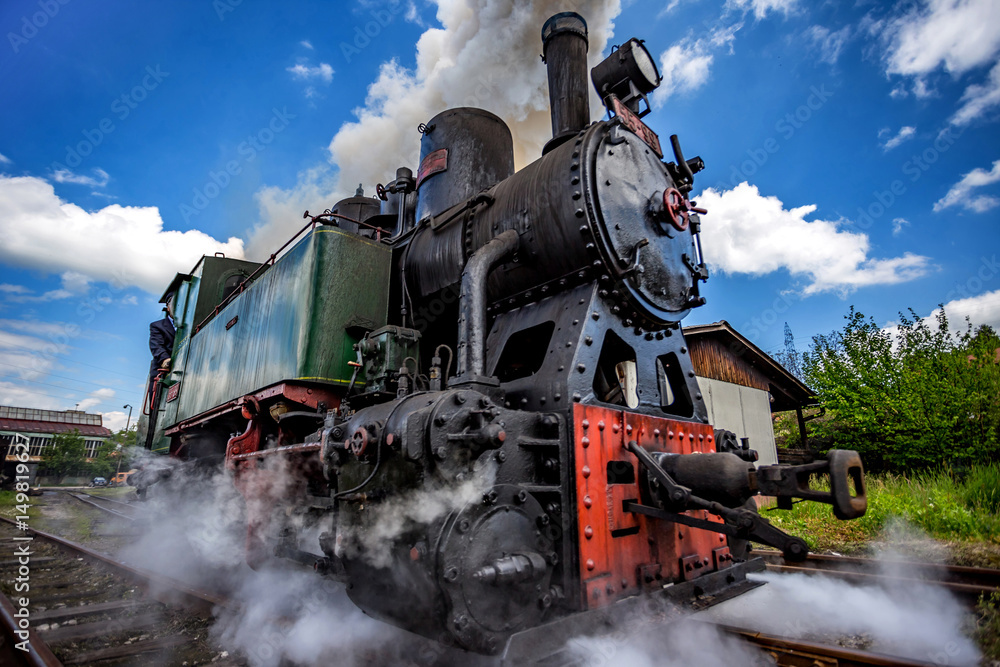 Naklejka premium Vintage railway - old steam locomotive