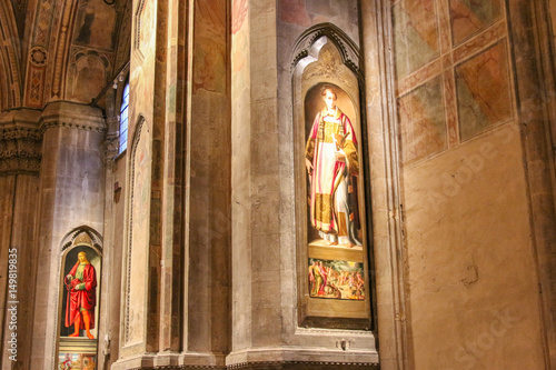 Paintings San Giuliano and Santo Stefano in Orsanmichele Church  Florence  Italy.