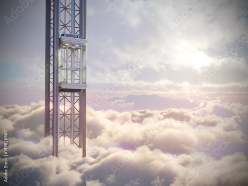 empty sky elevator concept on the sky clouds background concept composition
3d illustration photo