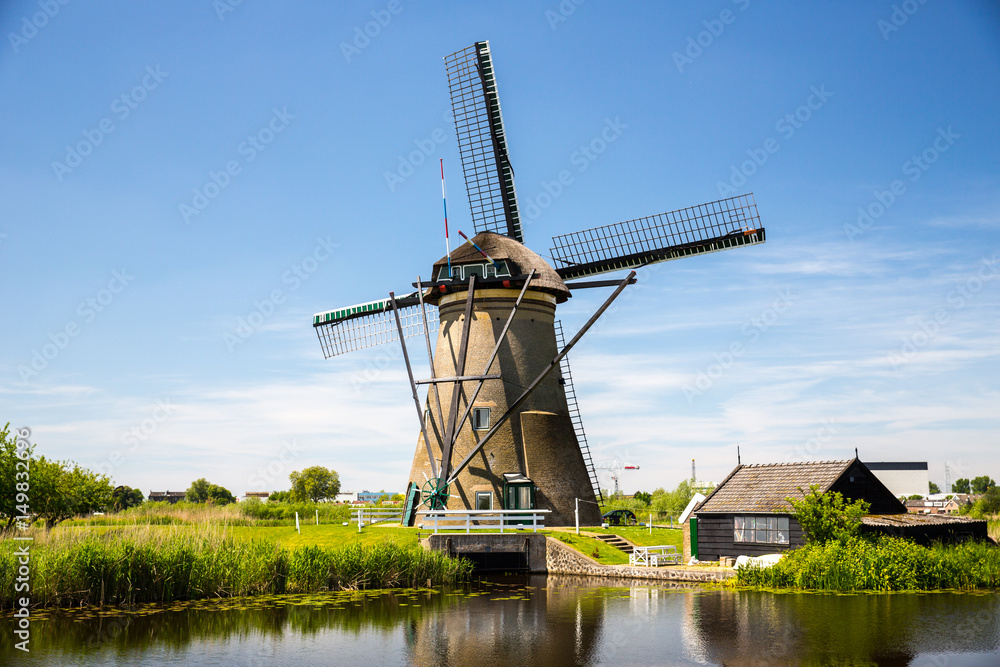 View of Kinderdijk, a park with dutch windmills near Rotterdam. View of Kinderdijk, a park with dutch windmills near Rotterdam.