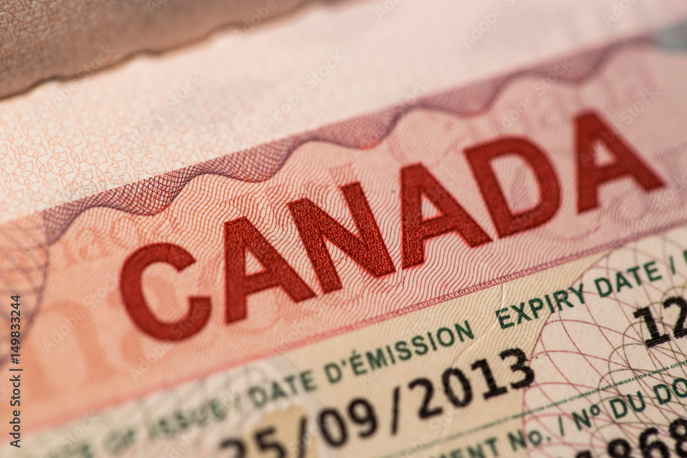 Obraz premium Visas on a passport.