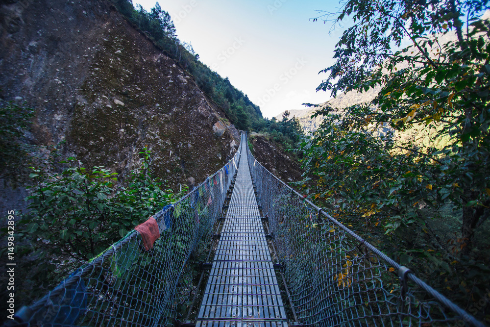 Obraz premium Suspension bridge in the mountains