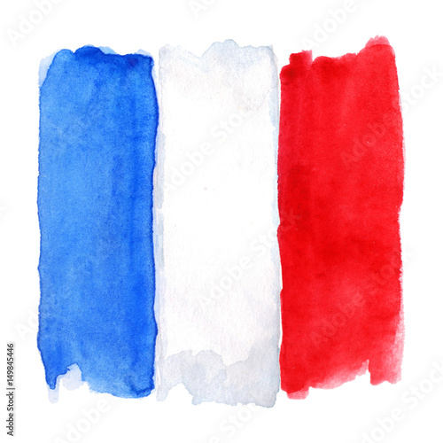 Wallpaper Mural Watercolor France French flag 3 three color isolated Torontodigital.ca